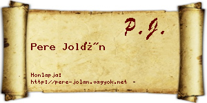 Pere Jolán névjegykártya