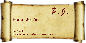 Pere Jolán névjegykártya